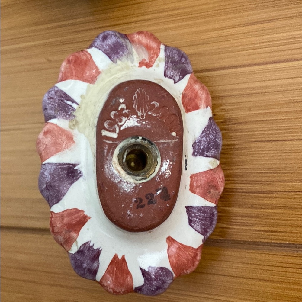 MacKenzie-Childs Ceramic Knobs Set Of 3 Floral Green Purple Orange Vintage - Picture 9 of 17